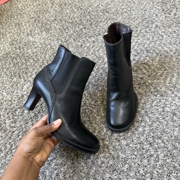 VTG Cole Haan Square Toe Heeled Ankle Boots Size 7.5 B Vibram Sole Brazil 90s - Picture 10 of 10